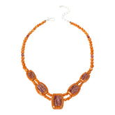 Jay King Sterling Silver Orange Red Spiny Oyster Shell Necklace 18" .925